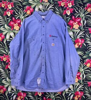 Carhartt Flame Resistant Blue Thick Longsleeve Shirt 2XL